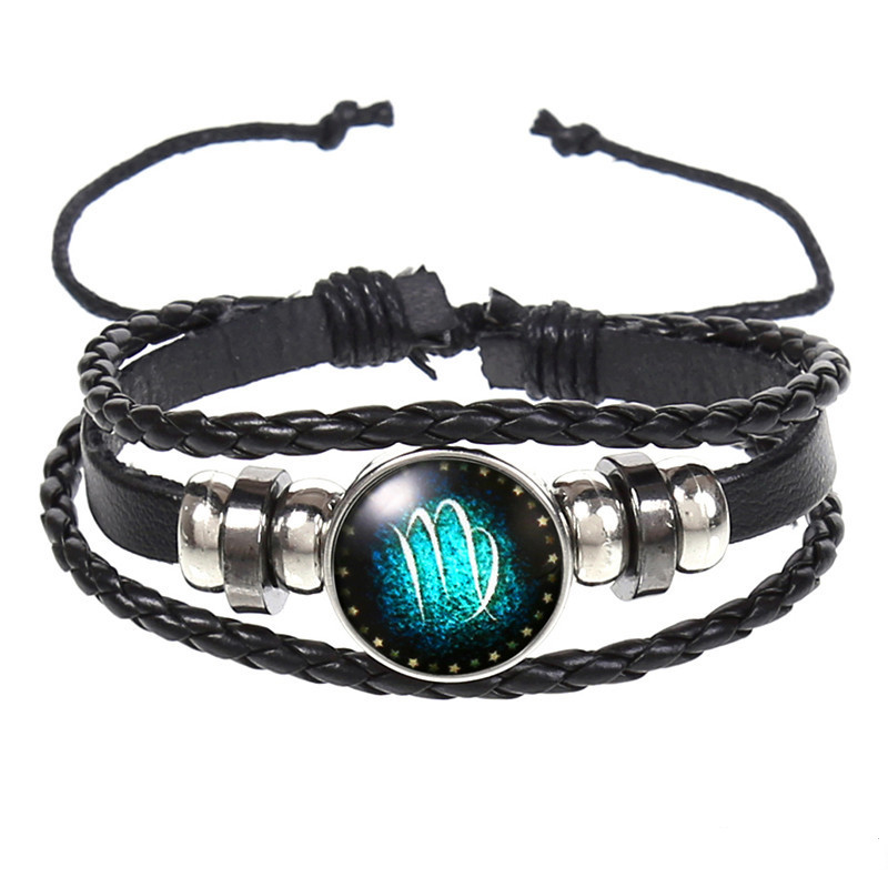 12 Constellations Vintage Leather Bracelet